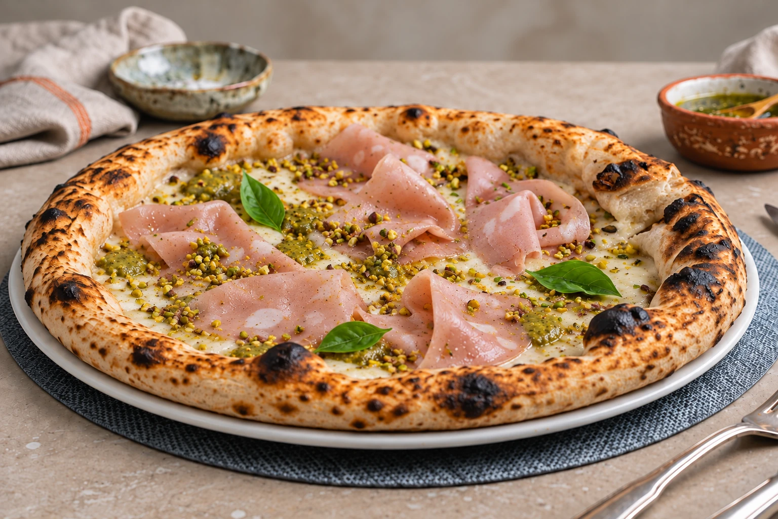Mortazza con provola affumicata, mortadella e pistacchio